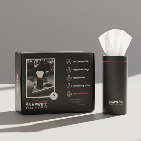 Snapwipe Midnight Edition – Car Tissue Kit (4 Refills Included)