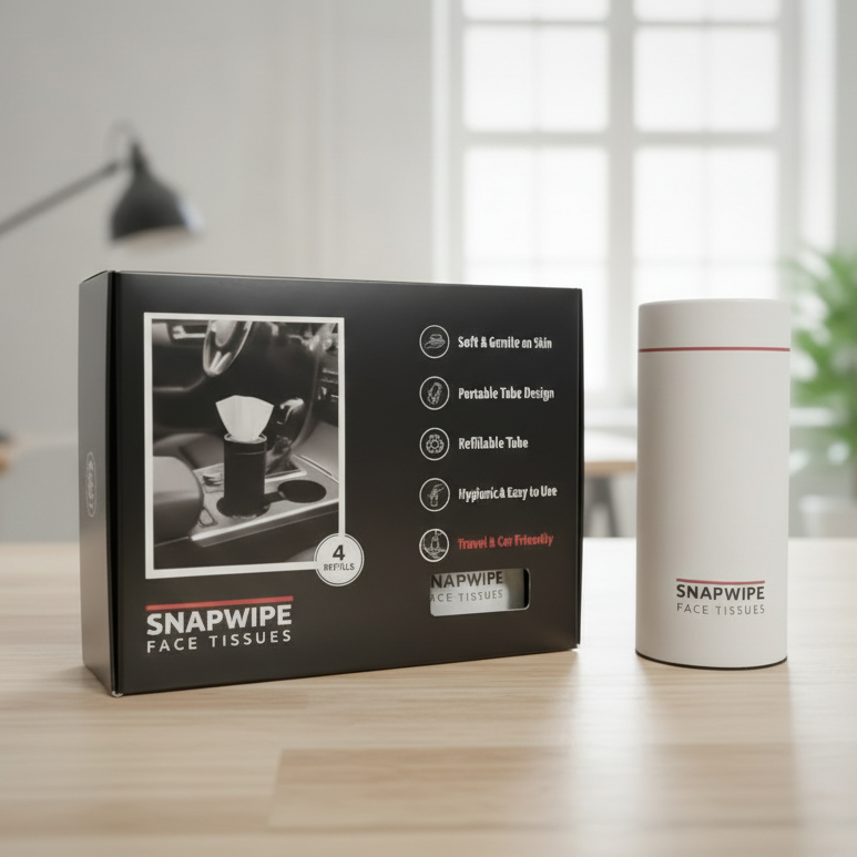 Snapwipe Arctic White Kit – Car Tissue Kit (4 Refills Included)