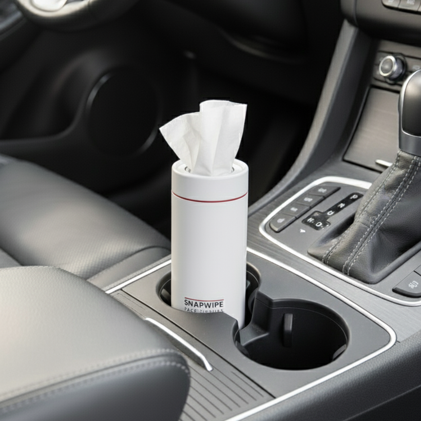 Snapwipe Face Tissues – Arctic White (1 Canister + 4 Refills)